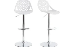 Miliboo Tabouret De Bar-Tabourets de bar design avec motif baroque blanc (lot de 2) BAROCCA