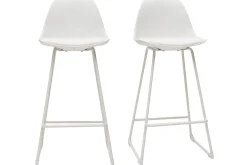 Miliboo Tabouret De Bar-Tabourets de bar design blancs pieds métal 65 cm (lot de 2) FRANZ