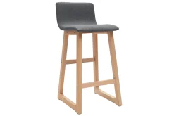 Miliboo Tabouret De Bar-Tabourets de bar design bois clair et tissu gris 65 cm (lot de 2) OSAKA
