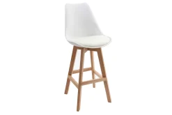 Miliboo Tabouret De Bar-Tabourets de bar design blanc et bois H65 cm (lot de 2) PAULINE
