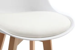 Miliboo Tabouret De Bar-Tabourets de bar design blanc et bois H65 cm (lot de 2) PAULINE