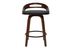Miliboo Tabouret De Bar-Tabourets de bar design bois foncé et polyuréthane noir 65cm (lot de 2) MANO