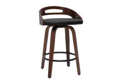 Miliboo Tabouret De Bar-Tabourets de bar design bois foncé et polyuréthane noir 65cm (lot de 2) MANO