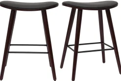 Miliboo Tabouret De Bar-Tabourets de bar design bois foncé noyer et noir H65 cm (lot de 2) MEADOW