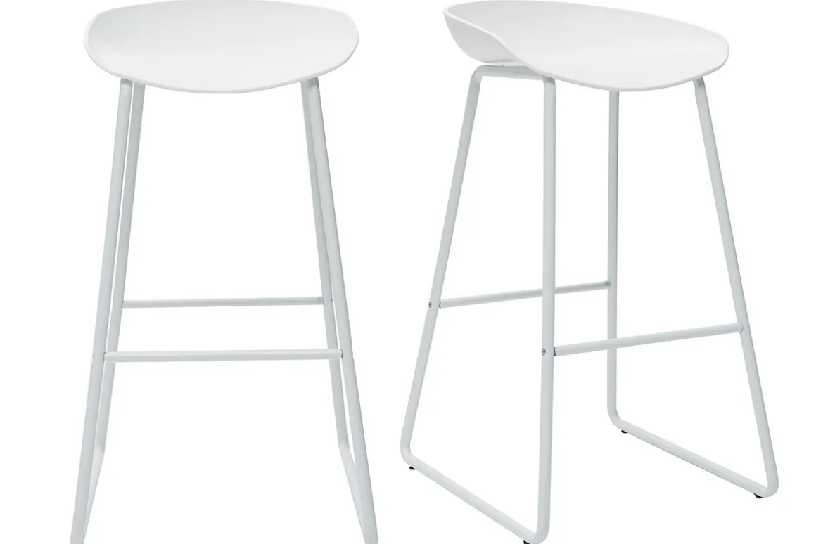 Miliboo Tabouret De Bar-Tabourets de bar design blancs H75 cm (lot de 2) PEBBLE