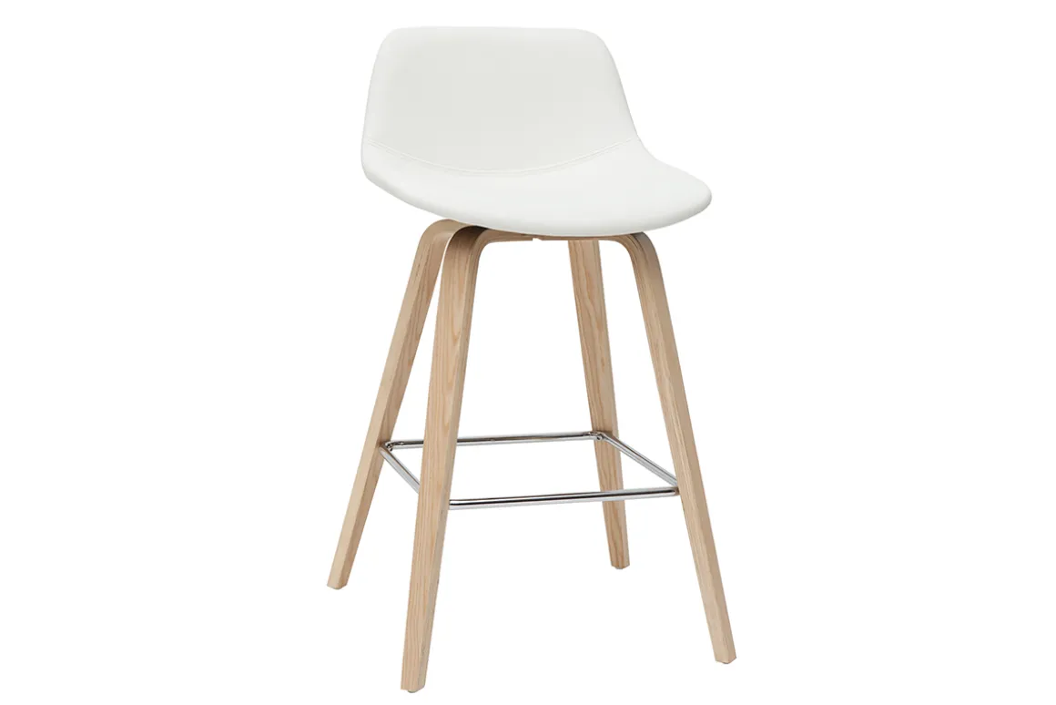 Miliboo Tabouret De Bar-Tabourets de bar design blanc et bois clair H65 cm (lot de 2) NONIE