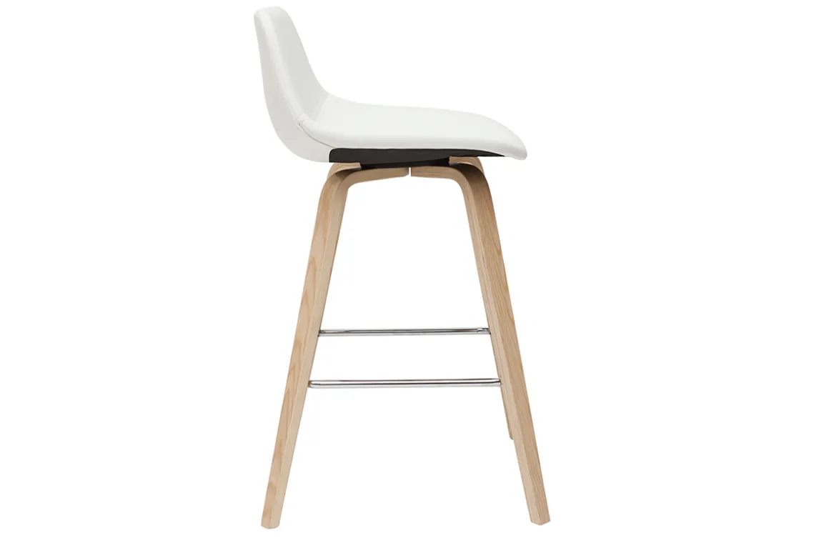 Miliboo Tabouret De Bar-Tabourets de bar design blanc et bois clair H65 cm (lot de 2) NONIE