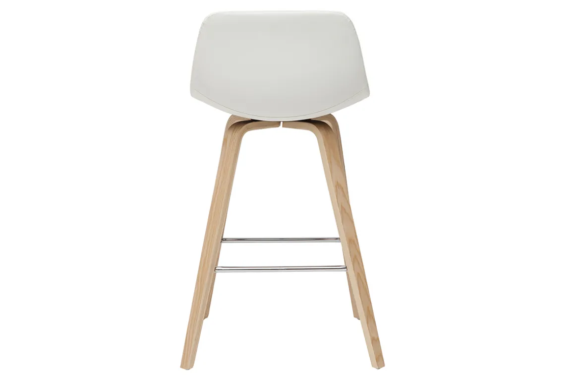 Miliboo Tabouret De Bar-Tabourets de bar design blanc et bois clair H65 cm (lot de 2) NONIE