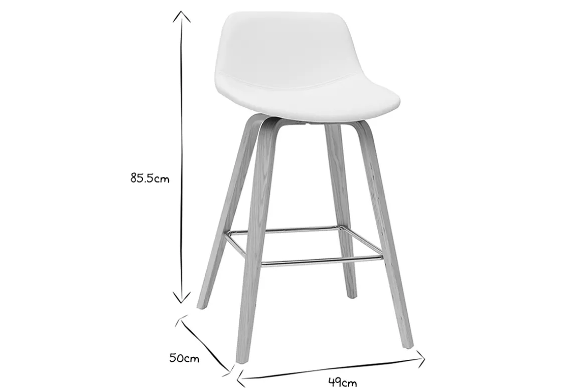 Miliboo Tabouret De Bar-Tabourets de bar design blanc et bois clair H65 cm (lot de 2) NONIE