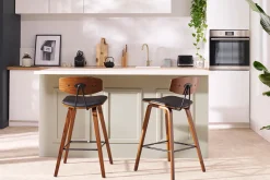 Miliboo Tabouret De Bar-Tabourets de bar design blanc et bois clair H69 cm (lot de 2) VASCO