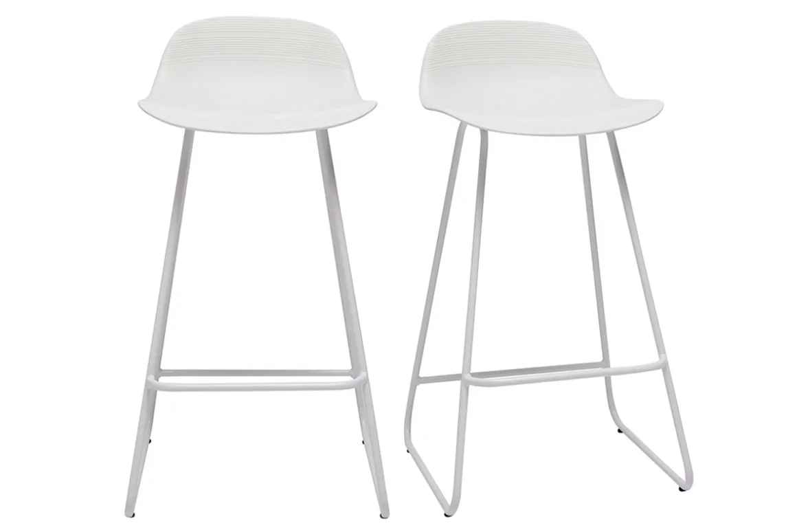 Miliboo Tabouret De Bar-Tabourets de bar design blancs H65 cm (lot de 2) ELLA