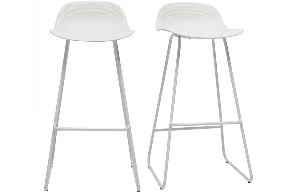 Miliboo Tabouret De Bar-Tabourets de bar design blancs H70 cm (lot de 2) ELLA