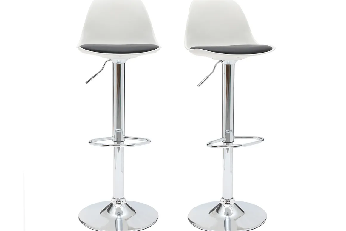 Miliboo Tabouret De Bar-Tabourets de bar design blanc et noir (lot de 2) STEEVY
