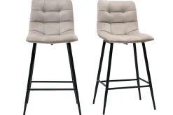 Miliboo Tabouret De Bar-Tabourets de bar design en velours taupe H65 cm (lot de 2) MAXWELL