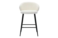 Miliboo Tabouret De Bar-Tabourets de bar design en tissu effet laine bouclée blanc cassé et métal noir H86 cm (lot de 2) ROSALIE