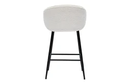 Miliboo Tabouret De Bar-Tabourets de bar design en tissu effet laine bouclée blanc cassé et métal noir H86 cm (lot de 2) ROSALIE