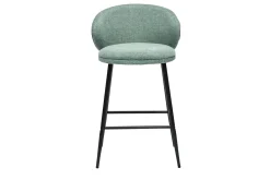 Miliboo Tabouret De Bar-Tabourets de bar design en tissu effet velours texturé céladon et métal noir (lot de 2) ROSALIE