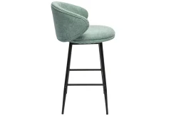 Miliboo Tabouret De Bar-Tabourets de bar design en tissu effet velours texturé céladon et métal noir (lot de 2) ROSALIE