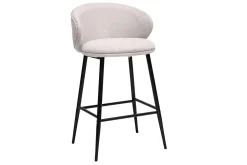 Miliboo Tabouret De Bar-Tabourets de bar design en tissu effet velours texturé beige et métal noir (lot de 2) ROSALIE