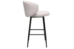 Miliboo Tabouret De Bar-Tabourets de bar design en tissu effet velours texturé beige et métal noir (lot de 2) ROSALIE