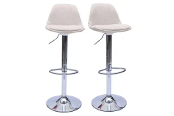 Miliboo Tabouret De Bar-Tabourets de bar design en tissu effet velours texturé beige (lot de 2) STEEVY