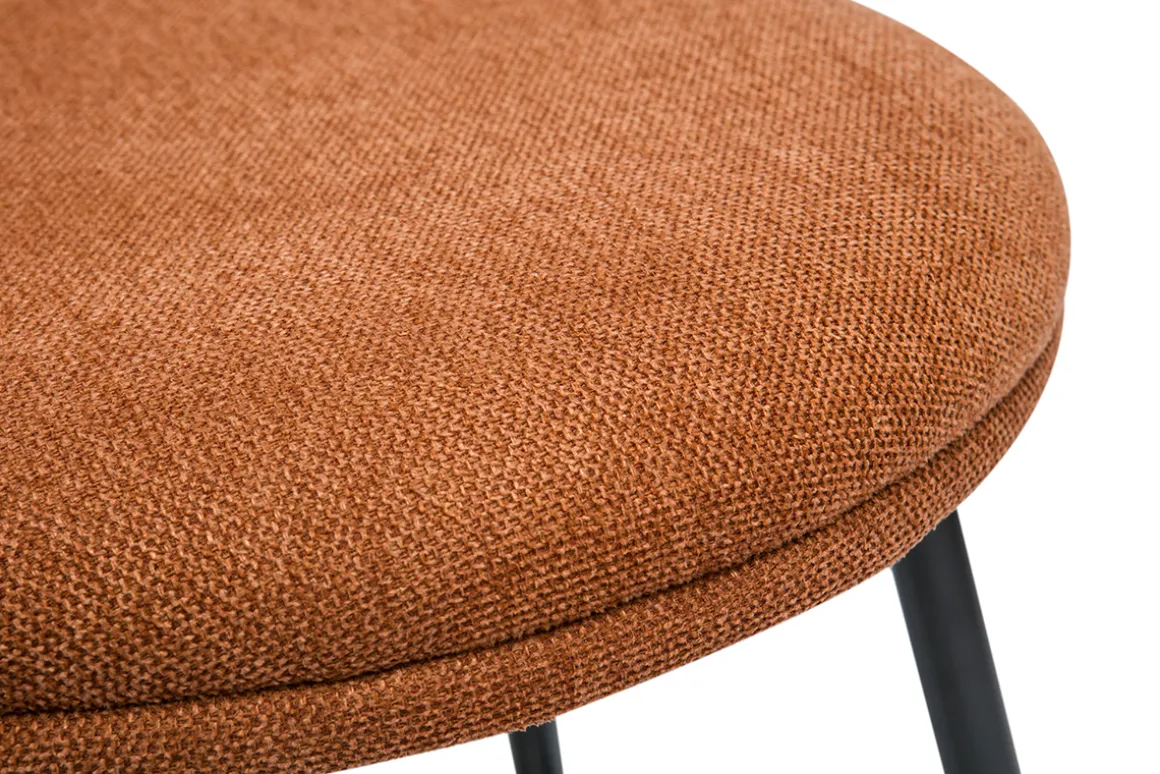 Miliboo Tabouret De Bar-Tabourets de bar design en tissu effet velours texturé terre brûlée et métal noir (lot de 2) ROSALIE