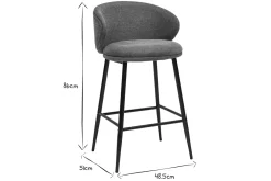 Miliboo Tabouret De Bar-Tabourets de bar design en tissu effet velours texturé terre brûlée et métal noir (lot de 2) ROSALIE