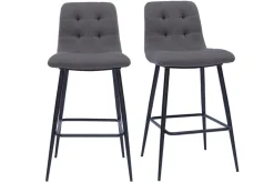 Miliboo Tabouret De Bar-Tabourets de bar design en tissu gris et métal H65 cm (lot de 2) ESCAPE