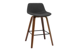 Miliboo Tabouret De Bar-Tabourets de bar design gris foncé et noyer H65 cm (lot de 2) NONIE