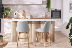 Miliboo Tabouret De Bar-Tabourets de bar design noir et noyer H65 (lot de 2) HASTA