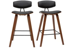 Miliboo Tabouret De Bar-Tabourets de bar design noir et bois foncé H69 cm (lot de 2) VASCO