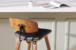 Miliboo Tabouret De Bar-Tabourets de bar design noir et bois foncé H69 cm (lot de 2) VASCO