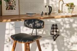 Miliboo Tabouret De Bar-Tabourets de bar design noir et bois foncé H69 cm (lot de 2) VASCO