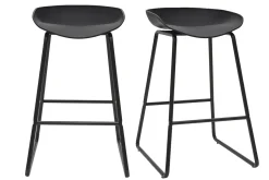 Miliboo Tabouret De Bar-Tabourets de bar design noirs H65 cm (lot de 2) PEBBLE