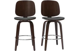 Miliboo Tabouret De Bar-Tabourets de bar design pivotants noirs et noyer H66 cm (lot de 2) BECK