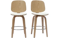 Miliboo Tabouret De Bar-Tabourets de bar design pivotants blancs et bois clair H66 cm (lot de 2) BECK
