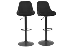 Miliboo Tabouret De Bar-Tabourets de bar design réglables en tissu velours noir et métal noir 360° (lot de 2) HOLO