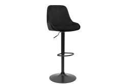Miliboo Tabouret De Bar-Tabourets de bar design réglables en tissu velours noir et métal noir 360° (lot de 2) HOLO