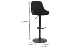 Miliboo Tabouret De Bar-Tabourets de bar design réglables en tissu velours noir et métal noir 360° (lot de 2) HOLO