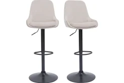 Miliboo Tabouret De Bar-Tabourets de bar design réglables en tissu velours taupe et métal noir 360° (lot de 2) HOLO