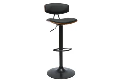 Miliboo Tabouret De Bar-Tabourets de bar design réglables noir et bois foncé (lot de 2) VASCO