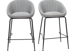 Miliboo Tabouret De Bar-Tabourets de bar design tissu gris clair 65 cm (lot de 2) SHERU