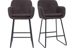 Miliboo Tabouret De Bar-Tabourets de bar effet velours gris foncé H65 cm (lot de 2) AMIKA