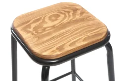 Miliboo Tabouret De Bar-Tabourets de bar empilables noir et bois foncé H65 cm (lot de 2) MEMPHIS