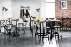 Miliboo Tabouret De Bar-Tabourets de bar empilables noir et bois foncé H77.5 cm (lot de 2) MEMPHIS