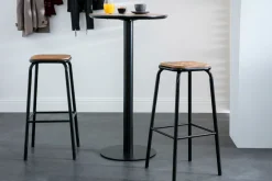 Miliboo Tabouret De Bar-Tabourets de bar empilables noir et bois foncé H77.5 cm (lot de 2) MEMPHIS