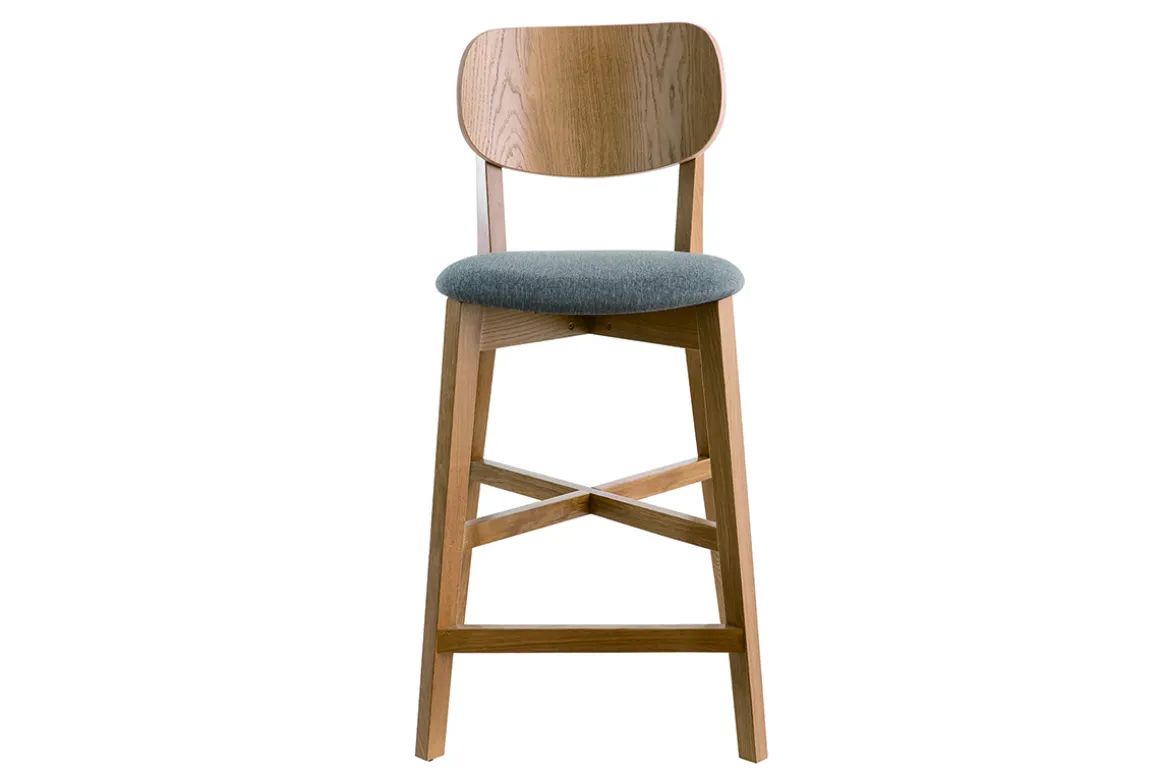Miliboo Tabouret De Bar-Tabourets de bar en bois clair chêne et tissu gris chiné H65 cm (lot de 2) LUCIA