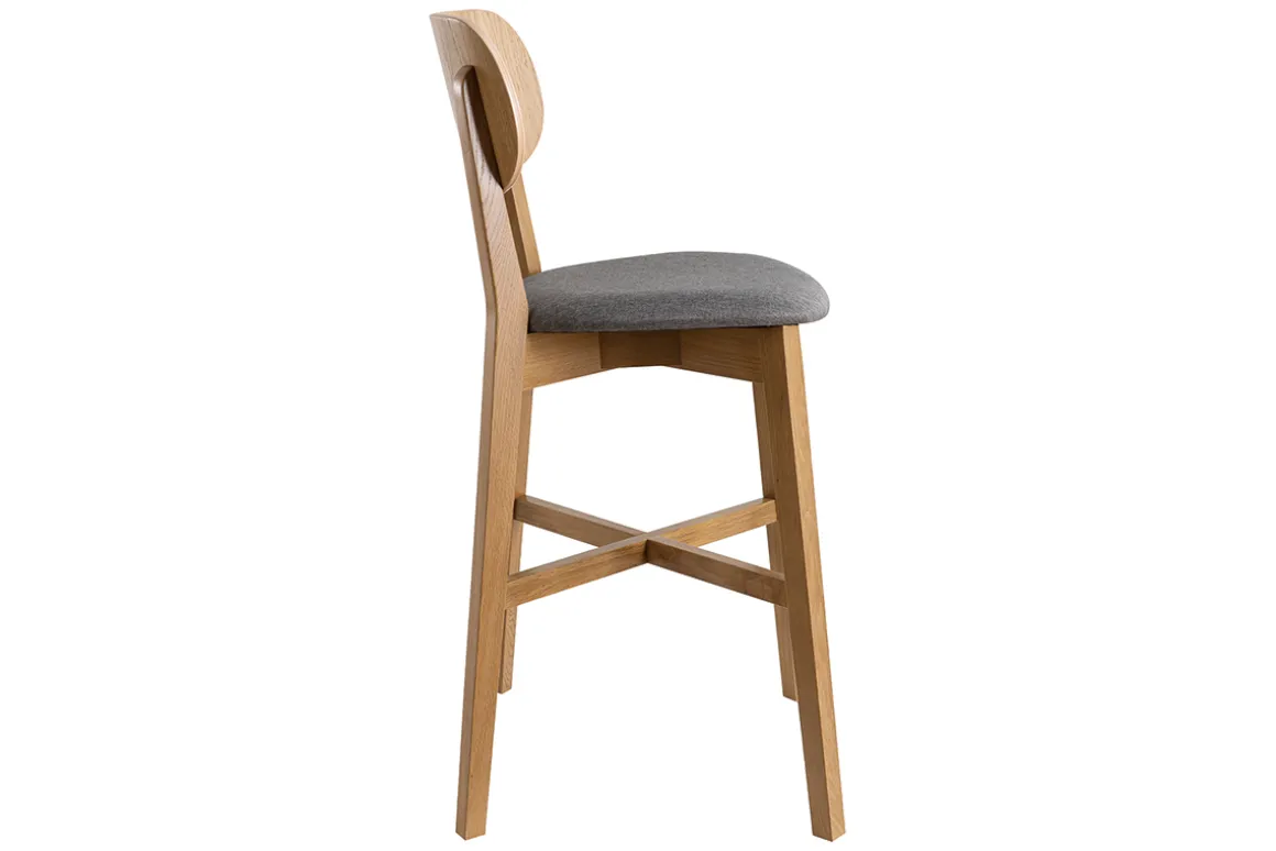 Miliboo Tabouret De Bar-Tabourets de bar en bois clair chêne et tissu gris chiné H65 cm (lot de 2) LUCIA