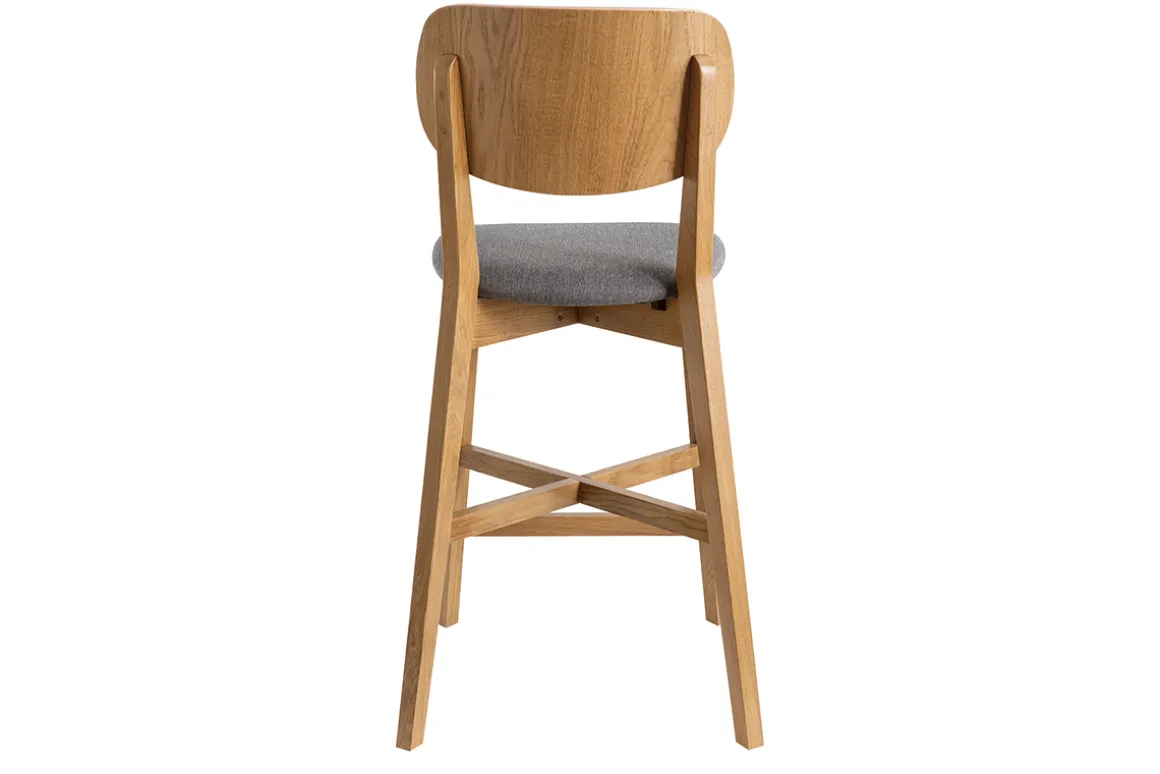 Miliboo Tabouret De Bar-Tabourets de bar en bois clair chêne et tissu gris chiné H65 cm (lot de 2) LUCIA