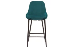 Miliboo Tabouret De Bar-Tabourets de bar en tissu velours bleu pétrole et métal noir H65 cm (lot de 2) HOLO